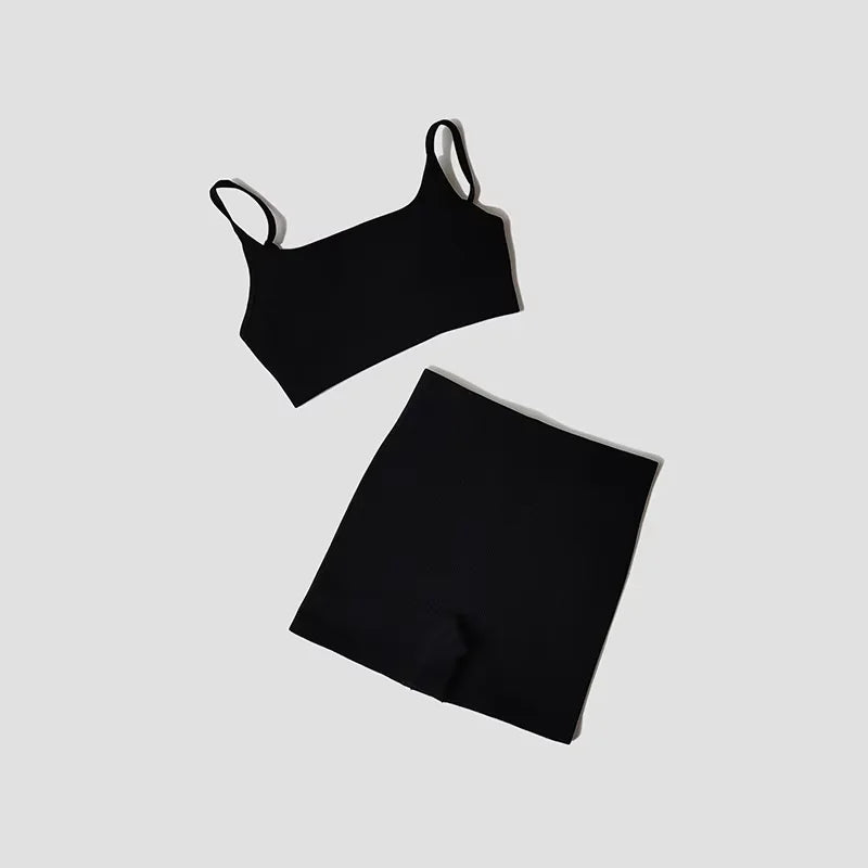 Women’s Seamless Yoga Set with Padded Sports Bra & Workout Shorts